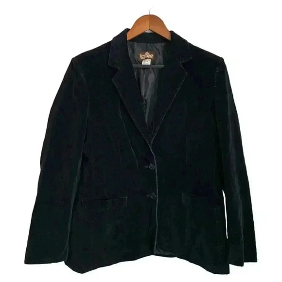 VTG Toffee Black Velvet Blazer - Women's Size 14 - Made in Japan - Picture 1 of 5